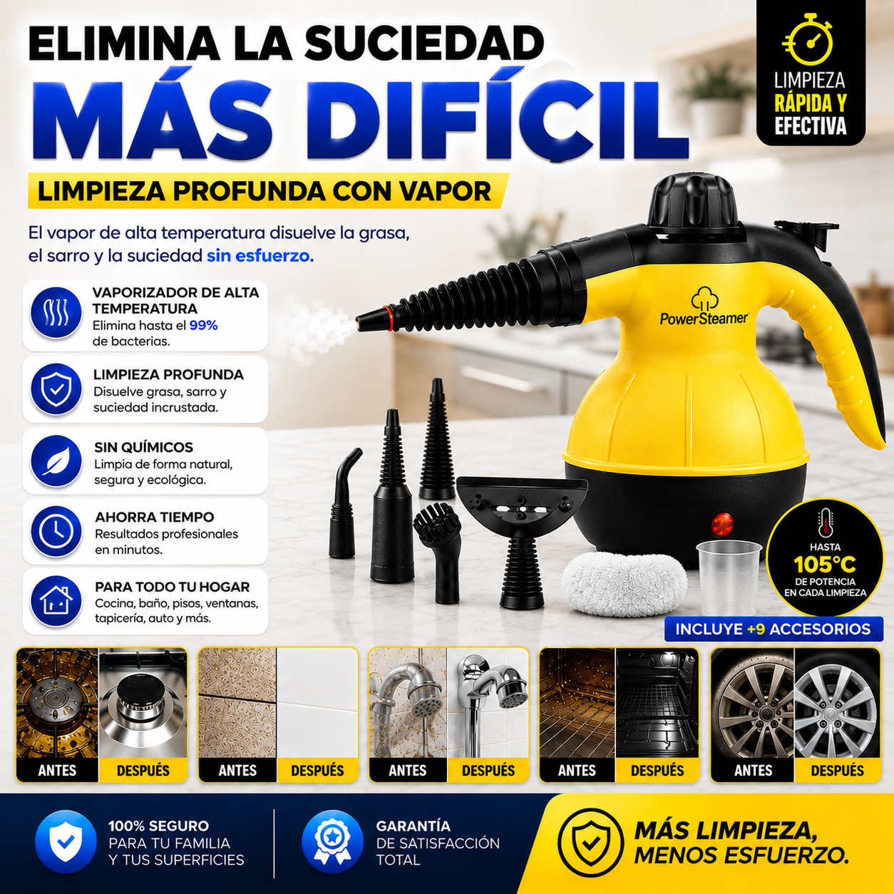 PowerSteamer Limpiador a vapor y sanitizador