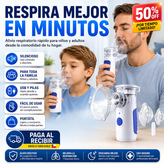 Nebulizador portatil para niños y adultos-Alivio respiratorio donde lo necesites