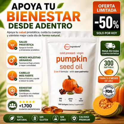Cuida tu bienestar prostático - Aceite de semilla de calabaza
